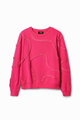 Sweatshirt met geplooid lint - RED - M
