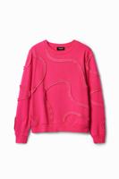 Sweatshirt met geplooid lint - RED - M