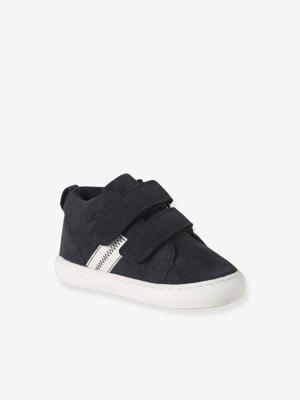 Baskets Mid gevoerd met klittenband leer baby marineblauw