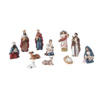 Decoris kerststalbeelden - set 11x stuks - tot 9,5 cm - polyresin   -