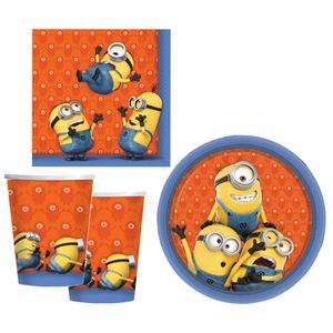 Kinderfeestje Minions thema tafel dekken eetset voor 8x kinderen