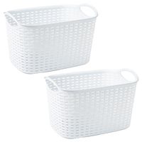 Opbergmand/kastmandje - 2x stuks - 6,4 liter - ivoor wit - kunststof - 19 x 29 x 18 cm