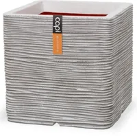 Capi nature rib nl kunststof plantenbak 40x40x40 cm ivoor