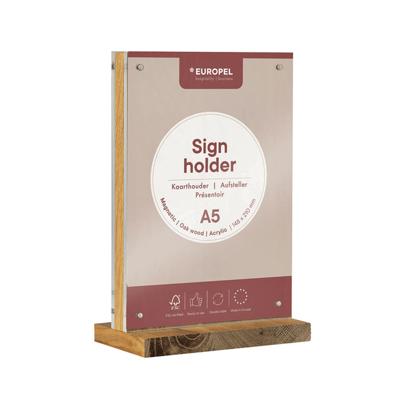 Kaarthouder Europel A5 acryl/hout/magneet Kaarthouder Europel A5 acryl/hout/magneet