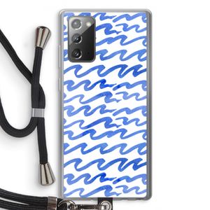 Blauwe golven: Samsung Galaxy Note 20 / Note 20 5G Transparant Hoesje met koord