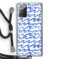 Blauwe golven: Samsung Galaxy Note 20 / Note 20 5G Transparant Hoesje met koord