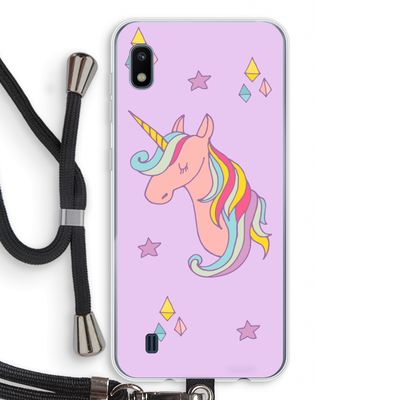 Roze eenhoorn: Samsung Galaxy A10 Transparant Hoesje met koord