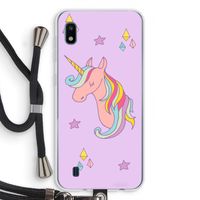 Roze eenhoorn: Samsung Galaxy A10 Transparant Hoesje met koord