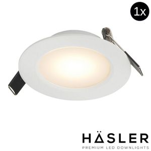 Hasler Inbouwspot Häsler Toscana Incl. Fase Aansnijding Dimbaar 9.2 cm 4 Watt Warm Wit RVS Wit Set 10x - Set 1 Spot