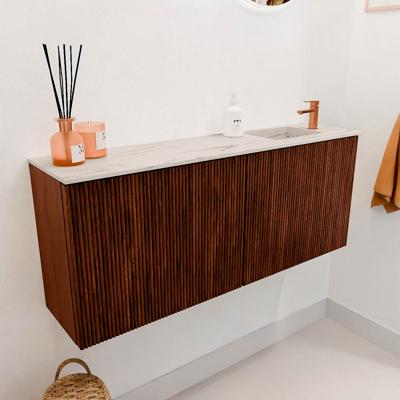 Toiletmeubel Mondiaz Joya Dlux | 100 cm | Meubelkleur Ruby | Faye wastafel Nata Wasbak Rechts | 1 kraangat