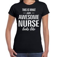 Awesome nurse / verpleegster cadeau t-shirt zwart dames - thumbnail