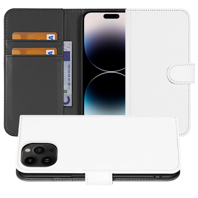 Book Case Telefoonhoesje voor de iPhone 15 Pro Wit met Pasjeshouder