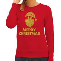 Foute kersttrui/sweater voor dames - Merry Christmas - rood - glitter goud - Kerstman - thumbnail