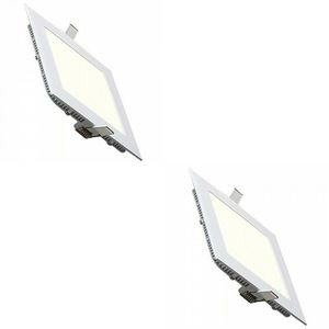 LED Downlight Slim 2 Pack - Inbouw Vierkant 12W - Natuurlijk Wit 4200K - Mat Wit Aluminium - 170mm