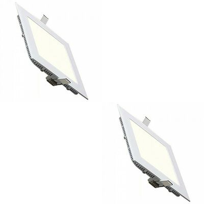 LED Downlight Slim 2 Pack - Inbouw Vierkant 12W - Natuurlijk Wit 4200K - Mat Wit Aluminium - 170mm