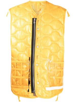 Takahiromiyashita The Soloist gilet matelassé à poche transparente - Jaune