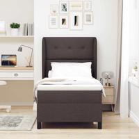 Boxspring bed met matras Donkerbruin 100 x 200 cm Stof