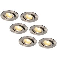 HOFTRONIC™ Set van 6 LED Inbouwspots Salerno Roestvrij staal 8 Watt 2700K IP44 kantelbaar