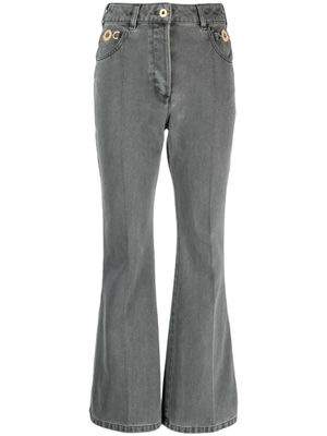 Patou jean évasé à logo brodé - Gris