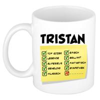 Naam mok Tristan - wit - top gozer - keramiek - 300 ml - cadeau collega beker