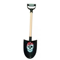 Zand strand en zandbak schep - 49 cm - piraten thema - hout/plastic