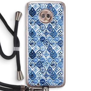 Blauw motief: Motorola Moto G6 Transparant Hoesje met koord