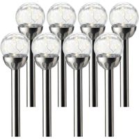 8x Buiten/tuin LED RVS bol stekers Navi solar verlichting 30 cm - thumbnail