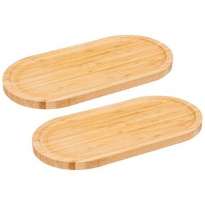 Serveerplankje voor hapjes/fingerfood  - 2x - 30 x 15 cm - bamboe hout - borrelplank - tapasplank