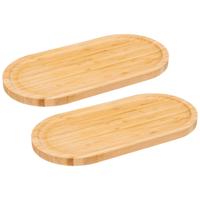 Serveerplankje voor hapjes/fingerfood  - 2x - 30 x 15 cm - bamboe hout - borrelplank - tapasplank