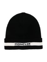 Moncler Enfant bonnet à logo en jacquard - Noir - thumbnail