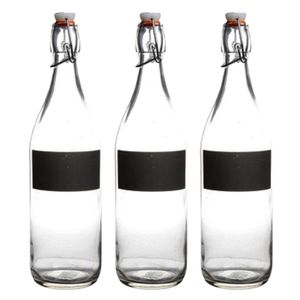 Cuisine Elegance set van 8x stuks weckfles met krijtbord vakje en beugelsluiting 980 ml