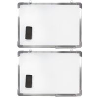 2x stuks magnetische whiteboards met pennengoot en wisser 70 x 50 cm - thumbnail