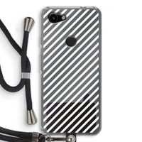 Strepen zwart-wit: Pixel 3a Transparant Hoesje met koord