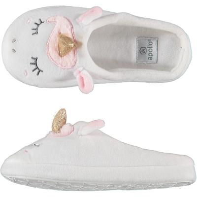 Meisjes instap slippers/pantoffels eenhoorn - wit - maat 33-34 - Kindersloffen