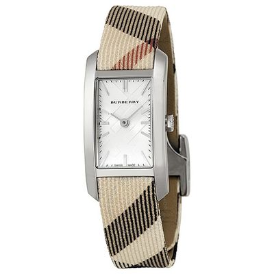 Horlogeband Burberry BU9503 Leder/Textiel Beige 14mm