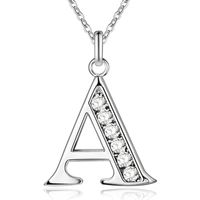 Zilverkleurige Letter A Dames Ketting met Zirkonia