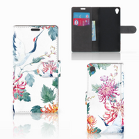 Sony Xperia Z3 Telefoonhoesje met Pasjes Bird Flowers - thumbnail