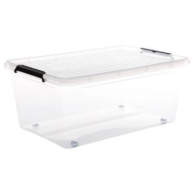 5Five opberg kist met deksel - Clip Box - 40 liter - 58 x 39 x 25 cm - kunststof - transparant