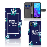 Huawei Y5 (2019) Portemonnee Hoesje Flowers Blue DTMP - thumbnail