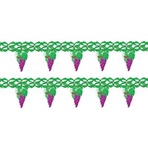 Druiven en wijn thema feest slingers - 2x - 400 cm - brandvertragend papier - versiering wijnavond