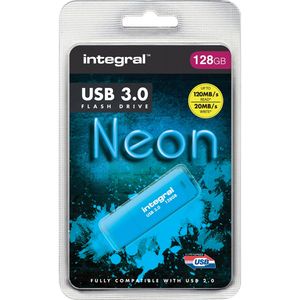 Integral 128GB USB3.0 DRIVE NEON BLUE UP TO R-120 W-30 MBS USB flash drive USB Type-A 3.2 Gen 1 (3.1 Gen 1) Blauw