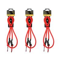 Bagage elastiek met karabijnhaak - 3x - 120 cm - rood - spin - bevestigingselastiek voor transport