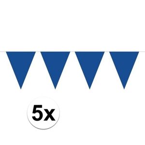 5 stuks Vlaggenlijnen/slingers XXL blauw 10 meter