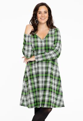 Yoek Jurk A-lijn NEON CHECK | Zwart | Maat 58/60
