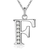 Zilverkleurige Letter F Dames Ketting met Zirkonia