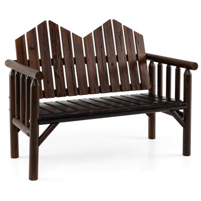 2-zits Tuinbank Massief Hout Loveseat met Hellende Rugleuning Ruime Lattenzitting Bruin