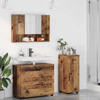 Badkamermeubelset 3 pcs Oud hout 76,5 x 35 x 64 cm Bewerkt hout