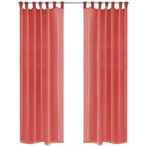VidaXL Gordijnen voile 140x225 cm rood 2 st
