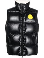 Moncler gilet matelassé à patch logo - Noir