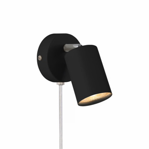 Messing leeslamp wandlamp zwart &apos;Explore&apos; Nordlux GU10 verstelbaar modern 80mm